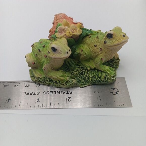 VTG Frogs Toads Mushroom Lilies Figurine Garden Sculpture Lawn Ornament Unique - Picture 9 of 9